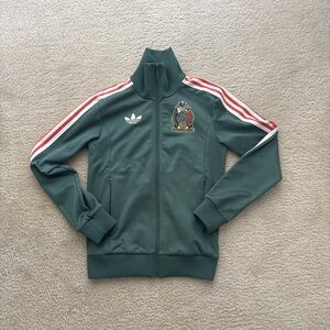 adidas Green Track Jacket with Red & White Shoulder Stripes